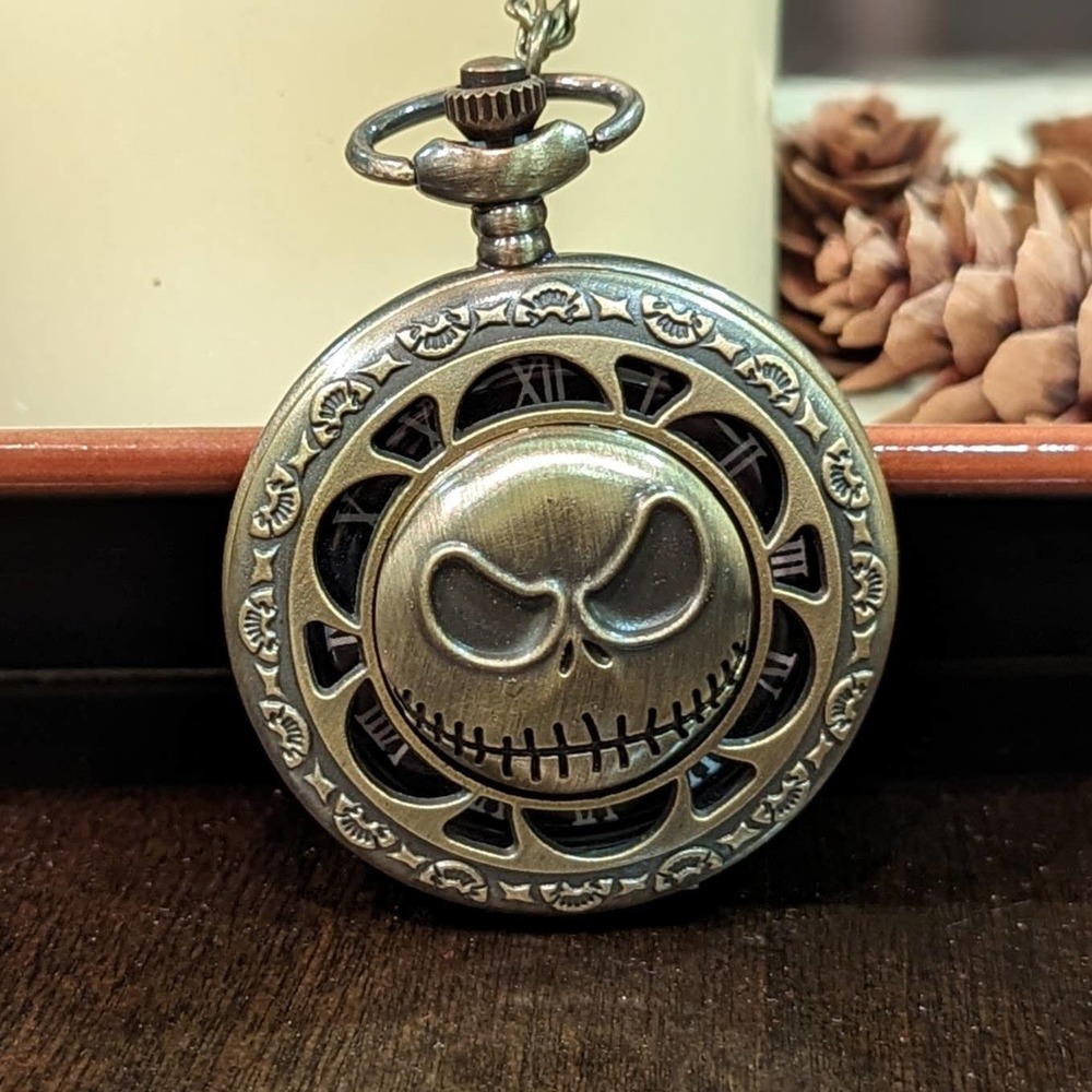 Nightmare Before Christmas Pocket Watch NEW Jack Skellington Vintage Bronze